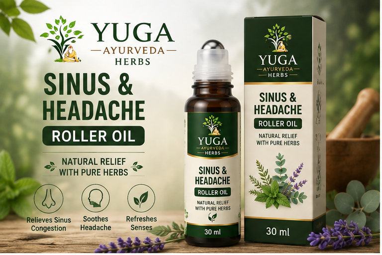 YUGA AYURVEDA Sinus &amp; Headache Roller Oil: A Traditional Herbal Approach to Everyday Comfort