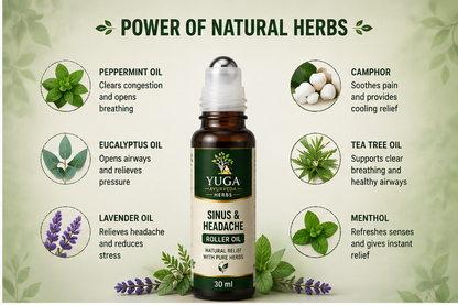 YUGA AYURVEDA Sinus &amp; Headache Roller Oil: A Traditional Herbal Approach to Everyday Comfort
