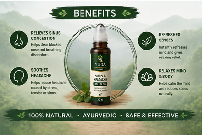 YUGA AYURVEDA Sinus &amp; Headache Roller Oil: A Traditional Herbal Approach to Everyday Comfort