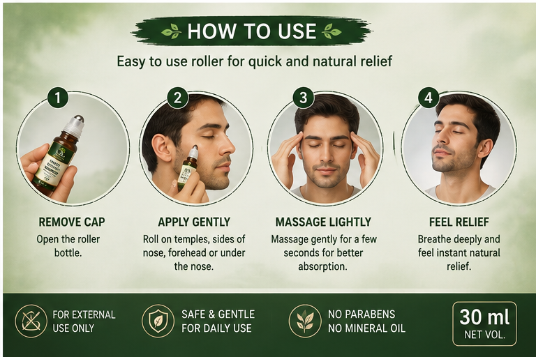 YUGA AYURVEDA Sinus &amp; Headache Roller Oil: A Traditional Herbal Approach to Everyday Comfort
