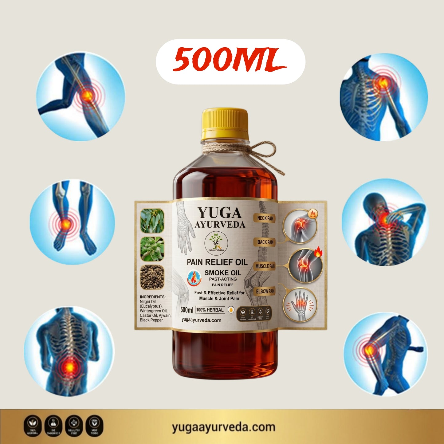 Best Ayurvedic Pain Relief Oil - Relieves Joint, Knee, Arthritis & Muscular Aches Naturally - YUGA AYURVEDA