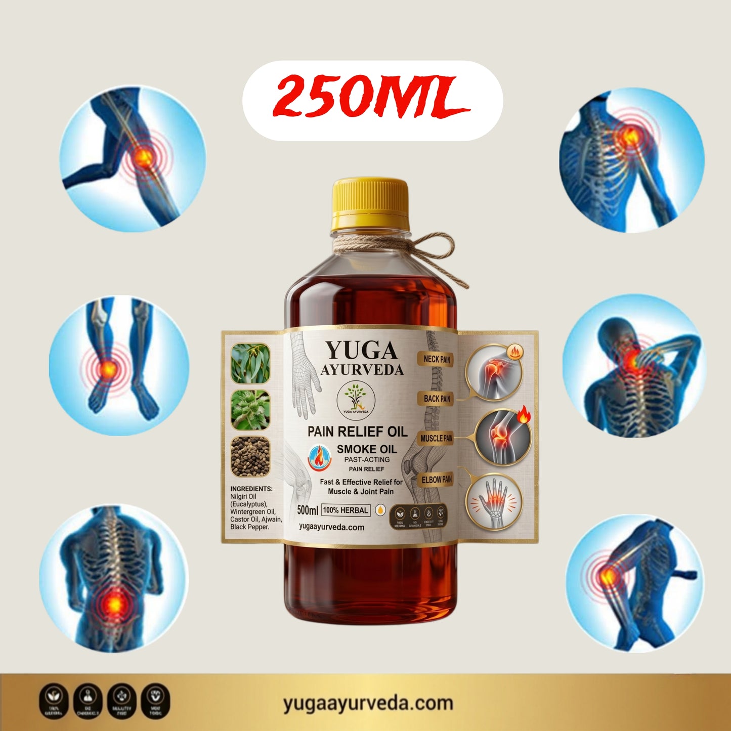 Best Ayurvedic Pain Relief Oil - Relieves Joint, Knee, Arthritis & Muscular Aches Naturally - YUGA AYURVEDA