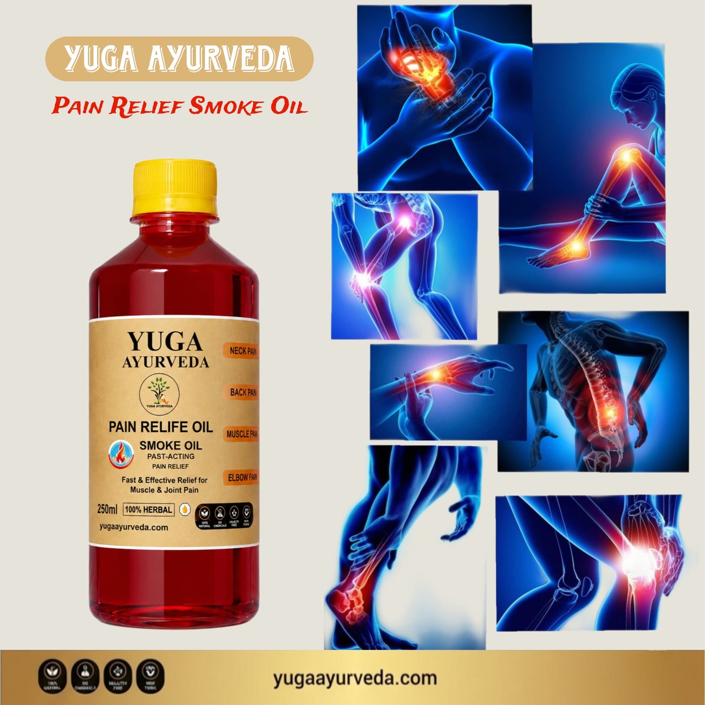 Best Ayurvedic Pain Relief Oil - Relieves Joint, Knee, Arthritis & Muscular Aches Naturally - YUGA AYURVEDA