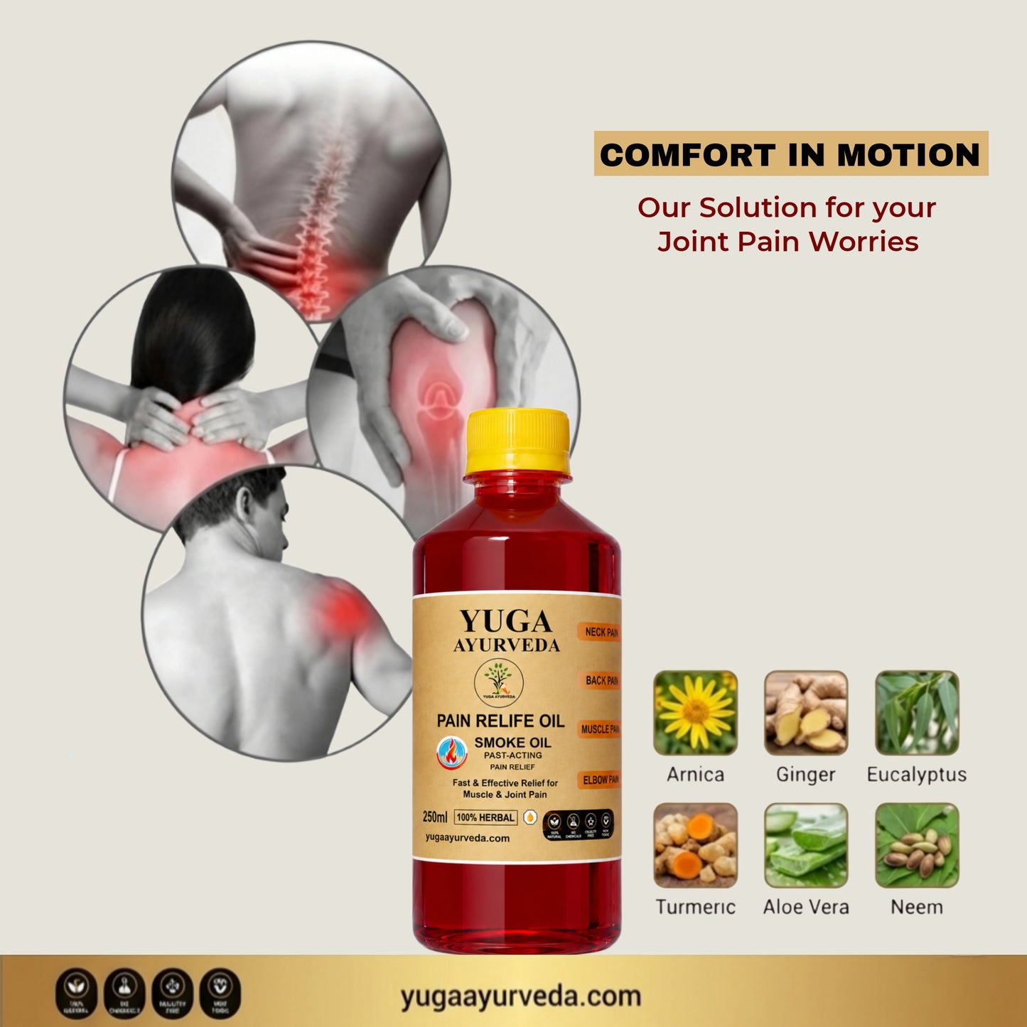 Best Ayurvedic Pain Relief Oil - Relieves Joint, Knee, Arthritis & Muscular Aches Naturally - YUGA AYURVEDA