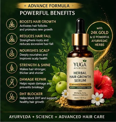 YUGA AYURVEDA HERBAL HAIR GROWTH SERUM Advanced Formula