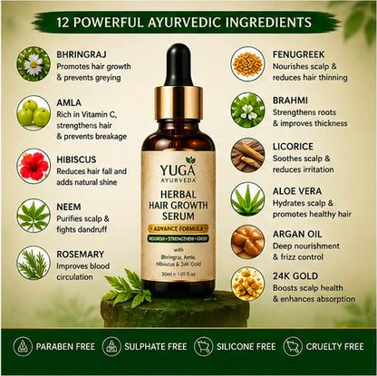 YUGA AYURVEDA HERBAL HAIR GROWTH SERUM Advanced Formula